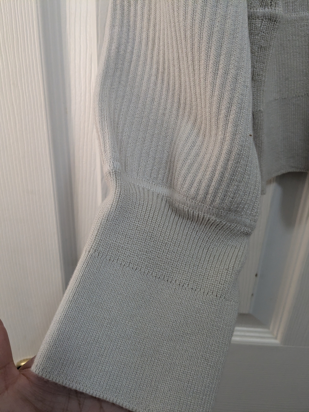 RHONE Cream Zip Ribbed V-Neck Cardigan - Picture 2 of 9